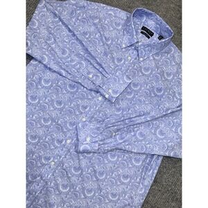 Lauren Ralph Lauren Dress Shirt XL 17.5 34/35 Regular Blue Paisley Stretch
